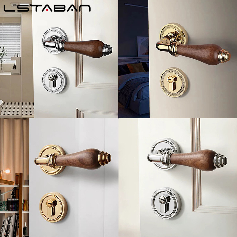 Furniture Hardware Wood - Euro Walnut Wood Handle Door Lock