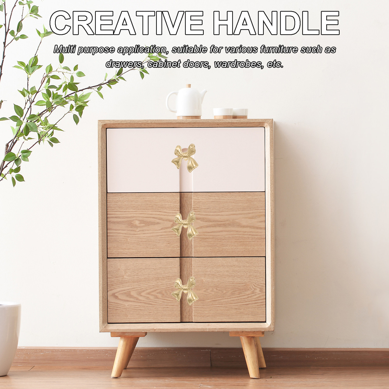 Furniture Hardware Replacement - Brass Bow Drawer Pull Single Hole