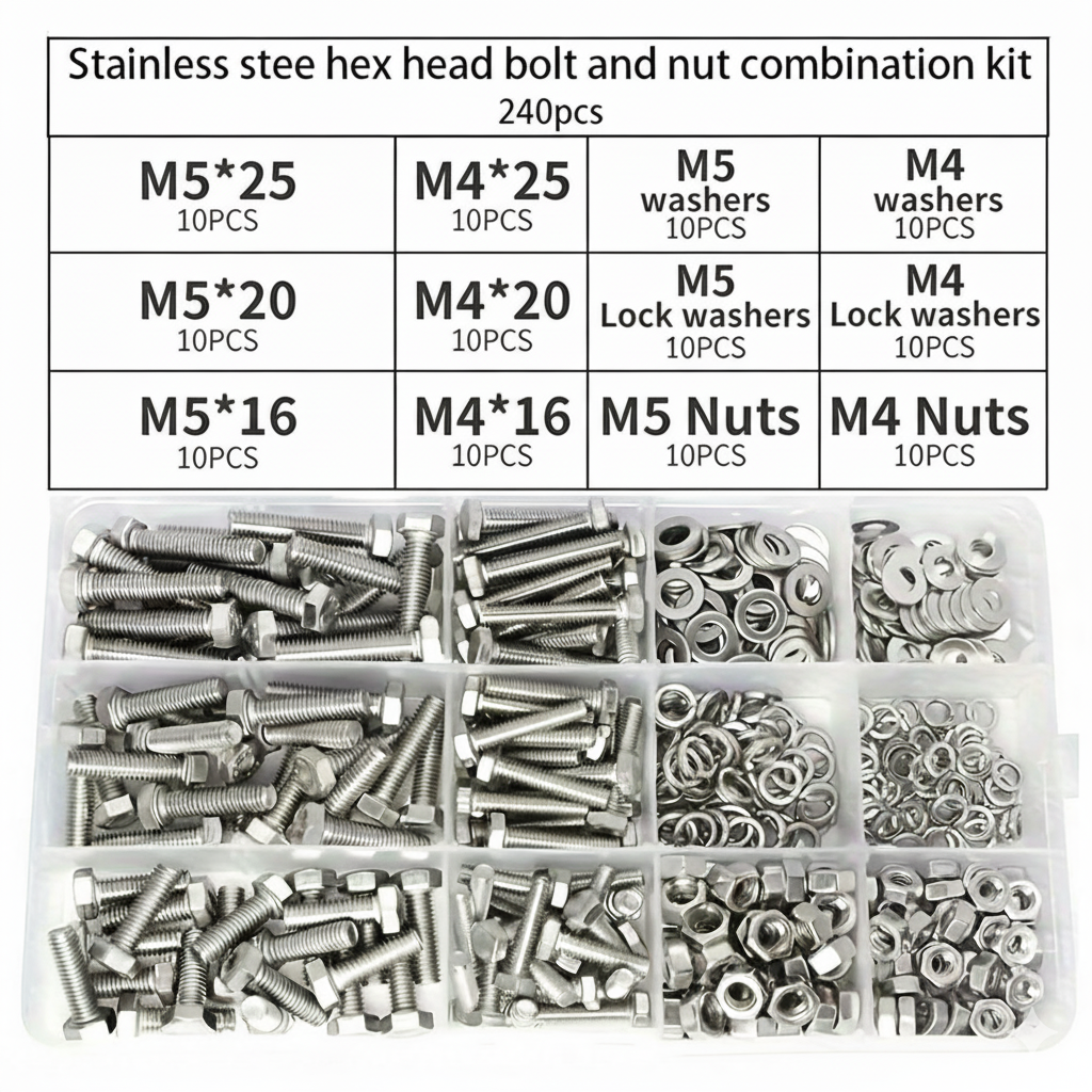 Furniture Hardware Products - 240Pcs Stainless Steel Hex Bolt and
