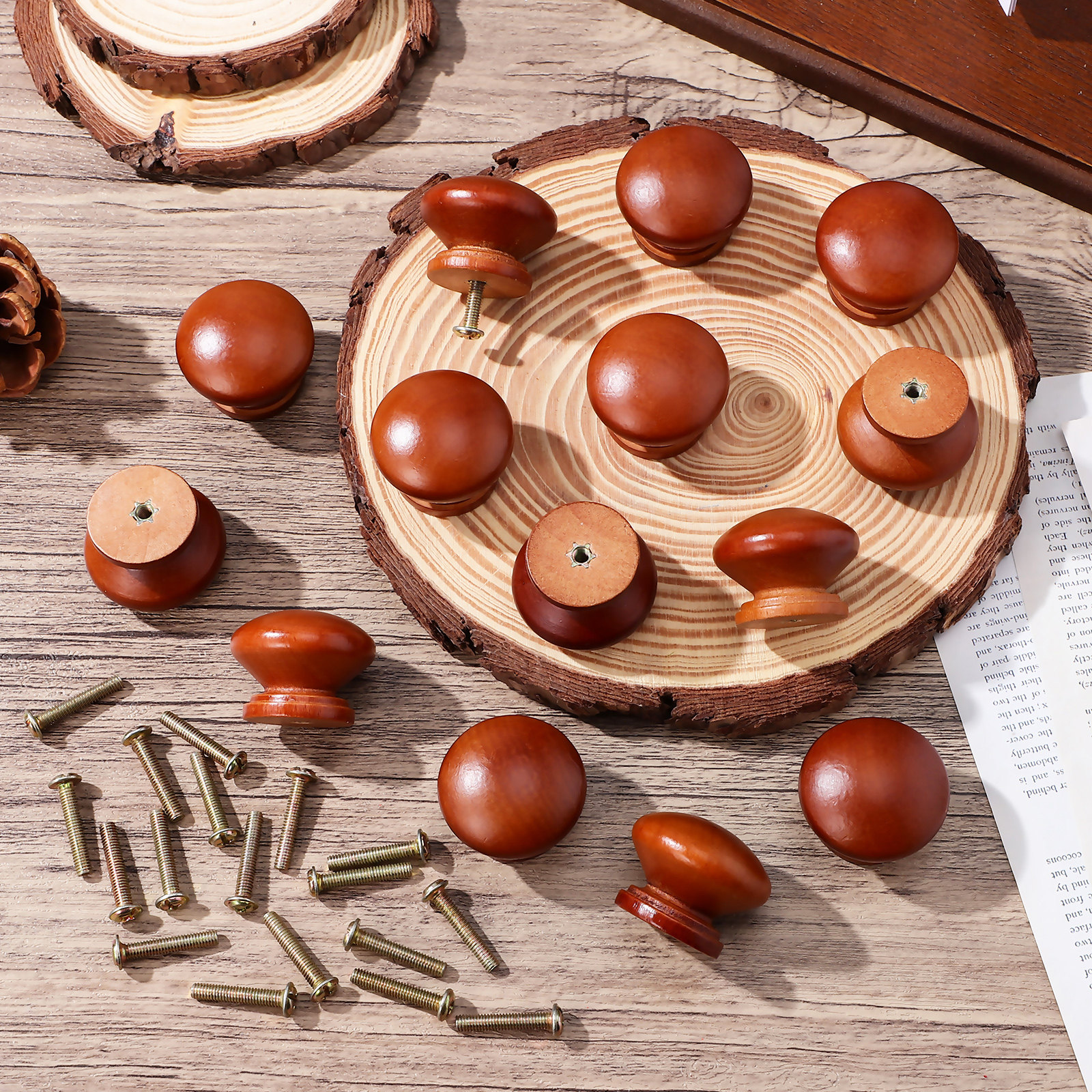 20Pcs Solid Wood Knobs Polishe - Furniture Hardware Wood avaliação e preço