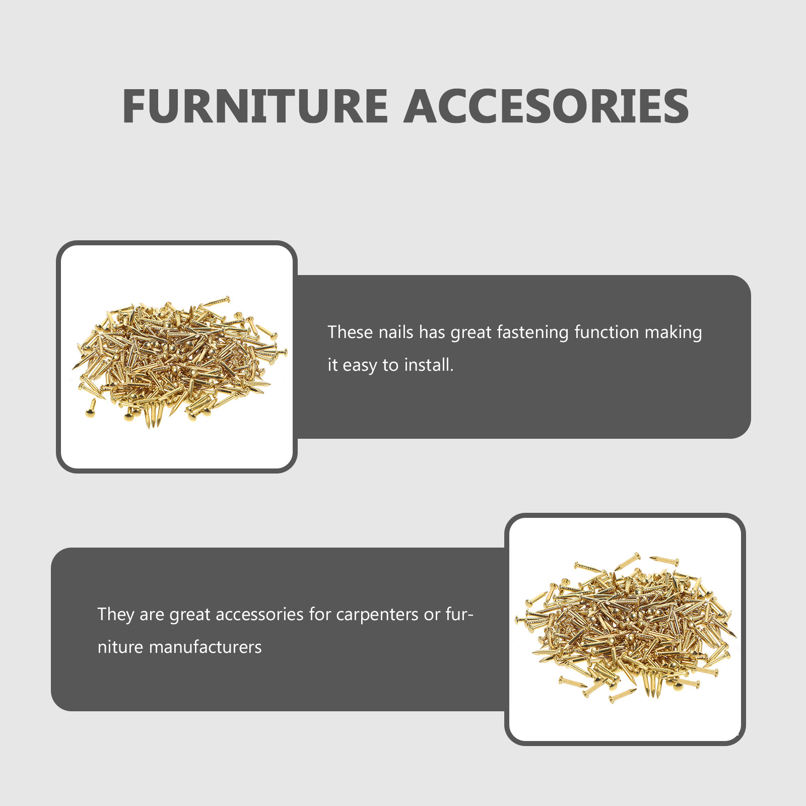 200Pcs Brass Nails Round Head  - Furniture Upholstery Hardware avaliação e preço